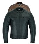 Texpeed Mens Leather Motorcycle Jacket - Touring Motorbike Jacket With Genuine Biker CE Armour (EN 1621-1) Protection Quilted Stitched Design - Black - M