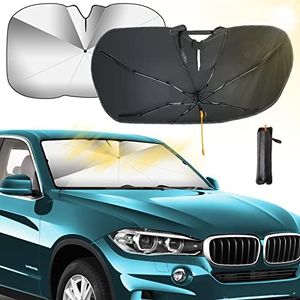 GOHHME Ombrello Parasole Per Parabrezza Anteriore Per Auto Rotazione a 360 ° Sggiornata Ombrello Pieghevole Copertura Parasole Protezione UV e Isolamento Termico Parasole Pieghevole 52 * 29 pollici M