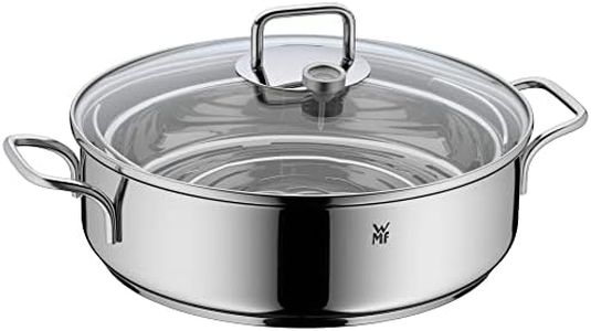 WMF Dampfgarer, Bräter mit Deckel backofengeeignet 5l, Induktion, Glasdeckel, Garthermometer, Garblech, Cromargan Edelstahl