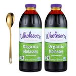 Wholesome Sweeteners Wholesome Organic Molasses, 32 Fl Oz - Unsulphured Molasses with Moofin Golden SS Spoon - Wholesome Molasses Organic, Kosher, No Chemical, Nutrient-Rich, Naturally Vegan (Pack of