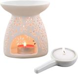 Ceramic Tealight Candle Holder White Essential Oil Burner with Candle Spoon, Incense Aroma Diffuser Furnace Candle Holder for Home Decoration