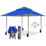 EAGLE PEAK 13x13 Straight Leg Pop Up Canopy Tent Instant Outdoor Canopy Easy Set-up Folding Shelter w/Auto Extending Eaves 169 Square Feet of Shade (Blue)