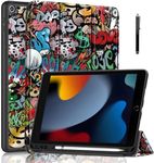 ProElite Smart Case for iPad 10.2 inch 2021 9th/8th/7th Gen [Auto Sleep/Wake Cover] [Pencil Holder] [Soft Flexible Case] Recoil Series - Hippy with Stylus Pen