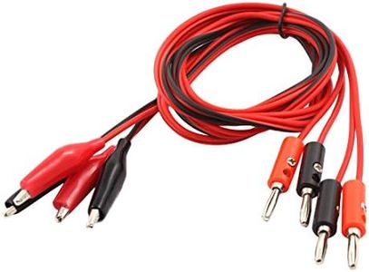 uxcell Banana Plug Alligator Clip Test Leads, Plastic Insulated Cover Double Alligator Clip to 4mm Banana Connector Audio Video Test Cable 1M Long, 2 Pairs