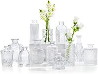 CUCUMI Glass Bud Vases Set of 12, Small Vases for Centerpieces, Vase for Flowers in Bulk for Rustic Wedding Home Table Decorations