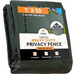 Xpose Safety Heavy Duty Privacy Screen Fence - 5’ x 50’ Green - 90% Visibility and UV Blocking - Easy Installation, Breathable Mesh for Yard, Garden, Greenhouse, Plant Nursery, Pet Kennel, Dog Run