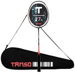 TANSO Arashi 2.0 Full Graphite Ultra Light Weight Carbon Fibre Strung Badminton Racket with Free Full Racquet Cover (77 Grams, 32 Lbs Tension, Strung with Premium Strings) (Orange)