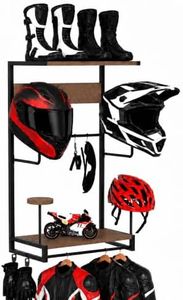 JNSTONGHM Motorcycle Helmet Holder Wall Mounted, Solid Wood Helmet Rack