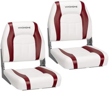 VIVOHOME Folding Low Back Boat Seats 2 Pack, Waterproof Boat Captain Chairs, 4 Mounting Screws Included, White and Red