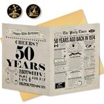 50th Birthday Card, 50th Birthday Gifts for Women Men, 50th Birthday Decorations for Him Her, Big Birthday Cards for 50 Year Old Daughter Son, Back in 1974 Birthday Card for Husband Wife Friends