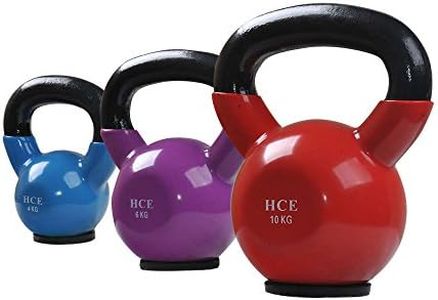 Kettlebells Set 4kg, 6kg &10kg Pro-Grade Steel Handle Vinyl Coated Weights by HCE - Workout Kettlebells, Crossfit, MMA, Body Building, Power Weightlifting - Home Gym Fitness Sport Equipment (Total 20kg)