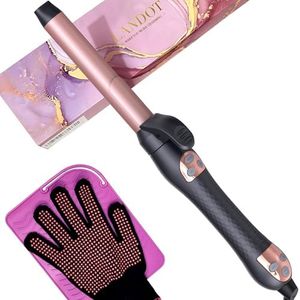 Automatic Rotating Curling Iron 1-inch: LANDOT Auto Hair Curler Long Barrel for All Hair Types - Easy-to-use Ceramic Curling Wand - Salon Quality Curls and Waves - Adjustable Temperature Dual Voltage