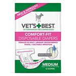 Vet's Best 031658104475 Comfort-Fit Disposable Medium Female Dog Diapers, 12 Count