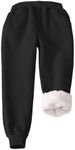 Flygo Girls Boys Fleece Joggers Sweatpants Sherpa Lined Winter Warm Elastic Waist Jogger Pants with Pockets(Black-XLarge)