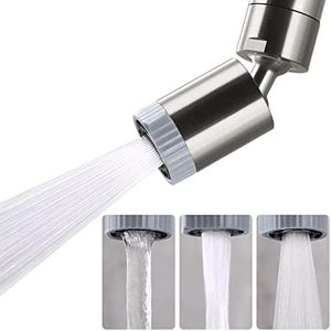 Rotating Faucet Nozzle,360° Swivel Kitchen Faucet Aerator Splash-Proof, 3-Flow Sprayer Female Bathroom Faucet Attachment,Faucet Attachment for Kitchen Sink,Faucet Aerator Sprayer Brushed Nickel