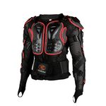 Ridbiker Motorcycle Full Body Armor Protector Removable Racing Jacket Motocross Spine Chest Motocross Protective Shirt (Red, XXXXL)