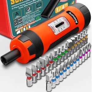 Aiourx Torque Screwdriver Set, 1/4" Drive 2-22 Inch Pounds lbs, 31 Pcs Torque Screwdriver Wrench with S2 Steel Bits Set for Scope Mounting, Mechanical Equipment, Bicycle maintenance