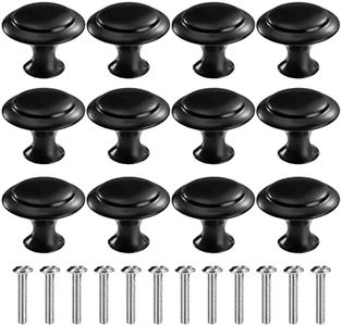 MengH-SHOP Perillas de Gabinete Redondas Perillas de Cajón Tiradores de Muebles Perilla de la Puerta con Tornillo Perillas Manijas para Armario Cajón Aparador Cocina 30mm 12 Piezas Negro