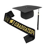 2024 Graduation Cap with Black Honor Cord and Tassel for Kid/Adult,Celebrate Your Little One's Big Day with Style (Black-S)
