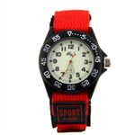 Sport Watch for Men Women Analog Quartz Watch Luminous Military Nylon Strap Hook Loop Wrist Watch Unisex for Teenagers Students (Red, Large)