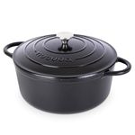 Cast Iron Dutch Oven with Lid – Non-Stick Ovenproof Enamelled Casserole Pot – Sturdy Dutch Oven Cookware – Black, 7.3-Quart, 30cm – by Nuovva
