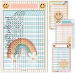 Hadley Designs 4 Retro Data Charts Classroom Incentive Chart for Classroom - Homework Chart for Classroom Reward Chart, Attendance Chart for Classroom Charts, Reward Chart for Kids Behavior