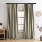 RAIN CITY 104 Inch Long Blackout Curtains for Living Room,Full Light Blocking Linen Blend Curtains with Hooks,Pinch Pleat Look Curtains for Office Bedroom Apartment,2 Panels,Taupe