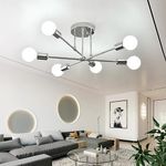 Hudi Fyier Modern Chandelier Light Fixtures, 6 Lights Modern Semi Flush Mount Ceiling Light, Pendant Lighting for Living Room Bedroom Dining Room Kitchen Office