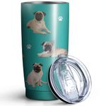 Subvise Dog Design Tumbler Stainless Steel Insulated Travel Coffee Cups with Lid and Straw,Ideal Memorial Gift for Dog Dad/Mom,20oz