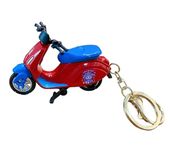 AUGEN Push & Go Metal Toy Car Bike Scooter Plane with Key Hook Keychain Showpice for Kids & Adults (Scooter B|Red Blue)