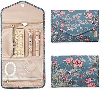 BAGSMART Travel Jewellery Organiser Roll Foldable Jewelry Case for Journey-Rings, Necklaces, Bracelets, Earrings, Flower Bird