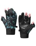 Fishing Gloves Cold Weather for Men Waterproof Winter Warm Fleece Lined Glove Women Hunting Photography Shooting Hiking Black Blue L