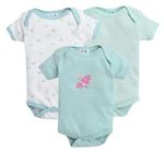 EIO New Born Baby Multi-Color Cotton Sleep Suit Romper Body Jumpsuti Body Suit for Boys and Girls Set of 3 (3-6 Months, Mint)