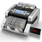 PONNOR Money Counter Machine with UV/MG/IR/MT/DD Counterfeit Detection, USD/EUR Value Count Dollar, Euro Bill Cash Counting 1300 Bills/min with LCD Display, 2 Years Warranty