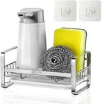 Topinon Sponge Holder,Sus304 Stainless Steel Rust Proof Soap Holder For Kitchen Sink,Kitchen Sink Organizer, Sink Caddy, Sink Tray Drainer Clothing Rack With Removable Tray, Silver