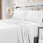 Tribeca Living 600 Thread Count Egyptian Cotton Deep Pocket Sheet Set with Bonus Pillowcases, Queen, White