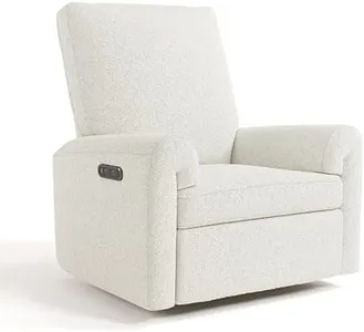 Storkcraft Sorrento Deluxe Power Recliner Swivel Glider (Ivory Boucle) – Premium Electronic Power Recliner for Nursery, Includes Dual-USB Charging Port with USB-A & USB-C, Nursery Glider Rocking Chair