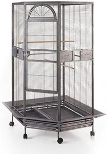 Flyline Corner Bird Cage for Cockatiel Parakeet Black and White (Black Vein)