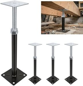Adjustable House Floor Jacks, Post Floor Joist Jacks for Leveling, 12" - 16" Height Adjust Range, Telescoping Screw Jacks for Temporary Support, 5000 LBS Max Load Capacity 4 Pack