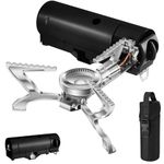 Odoland Camping Stove, 1400W Collapsible Propane Gas Stove Portable Backpacking Stove for Indoor Outdoor Cooking Hiking and Picnic, Black