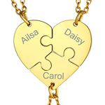 GOLDCHIC JEWELRY Gold Puzzle Necklaces For Sisters, Stainless Steel 3pcs Mum And 3 Daughters Pendants Friendship Jewellery Couple Gifts