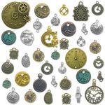 BEZANU Antique Charms, 100g Vintage Charms Decorative Pendant for Necklace, Bracelets, Jewelry Making, DIY Handmade (Clock)