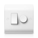 Belns Melns LED Dimmer and Rocker Wall Light Switch Combo 2 Gang 2 Way Switch Trailing Edge Dimmer for LED/Halogen/Incandescent Lights