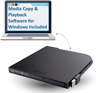 BUFFALO MediaStation Portable Blu-ray Drive/External, Plays and Burns Blu-Rays, DVDs, and CDs with USB Connection. Compatible with Laptop, Desktop PC and Mac.