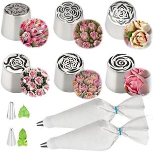 Extra Large Russian Piping Tips, Petal Icing Nozzles & Reusable Cotton Bags