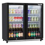 Baridi Back Bar Drinks Fridge/Cooler with Double Glazed Glass Hinged Door & Security Lock for Commercial & Domestic Settings 190L, Black - DH272