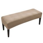 FORCHEER Dining Bench Cover Velvet Bench Slipcover for Living Room Washable Ottman Cover Bench Seat Protector for Bedroom, Kitchen(Camel-Velvet)