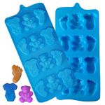 moldberry 12 Cavity Bear Bodysuit Feet Silicone Candy Baby Shower Theme Mold Chocolate Mold ice Cube Tray Crayons Mold Fondant Cake Mold Mini Soap Mold Flexible Reusable Making Mould