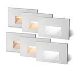 AXOTEXE 3CCT LED Step Lights Indoor Outdoor Stair Lights Low Voltage 12V 4W, 3000K/4000K/5000K Color Changing Lights for Steps 150LM, IP66 Waterproof, White, 6-Pack