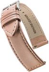 Alpine Flat Stitched Genuine Leather Watch Strap with Quick Release Spring Bars - Pink - 12 mm